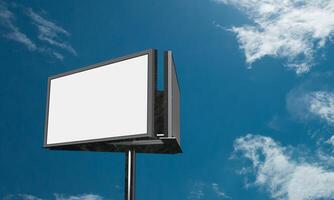 billboard signboard white isolated background mock up empty blank blue sky cloudy banner poster advertisement sale promotion graphic frame communication media street marketing business display urban photo
