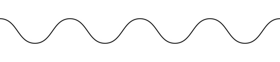 Sine wave, black and white horizontal sinusoidal line sinusoid - seamless repeatable vector