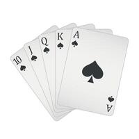 Playing cards - a poker hand consisting of a royal flush spades 10 J Q K A, illustration isolated on white background vector