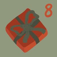 Advent is the Christmas calendar. Christmas, New Year's gift with a bow. Greeting card for printing, illustration. vector