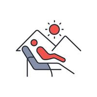 sun bathing icon. .Editable stroke.linear style sign for use web design,logo.Symbol illustration. vector