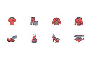 Clothes icon set..Editable stroke.linear style sign for use web design,logo.Symbol illustration. vector