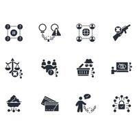 Dark web icon set..Editable stroke.linear style sign for use web design,logo.Symbol illustration. vector