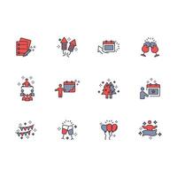 New year icon set..Editable stroke.linear style sign for use web design,logo.Symbol illustration. vector