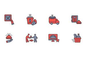 Food delivery icon set..Editable stroke.linear style sign for use web design,logo.Symbol illustration. vector
