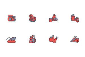 grocery icon set..Editable stroke.linear style sign for use web design,logo.Symbol illustration. vector