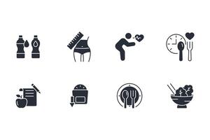 Weight loss icon set..Editable stroke.linear style sign for use web design,logo.Symbol illustration. vector