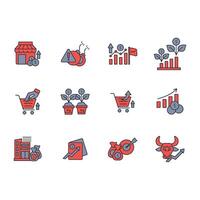 Stock market icon set..Editable stroke.linear style sign for use web design,logo.Symbol illustration. vector