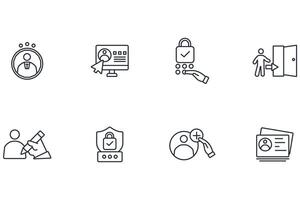 User account icon set..Editable stroke.linear style sign for use web design,logo.Symbol illustration. vector