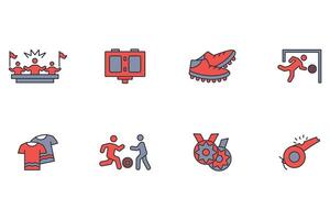 Football and soccer icon set..Editable stroke.linear style sign for use web design,logo.Symbol illustration. vector
