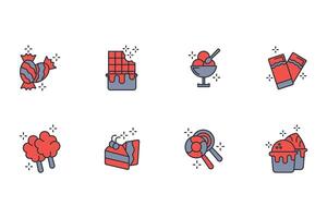 Sweets and desserts icon set..Editable stroke.linear style sign for use web design,logo.Symbol illustration. vector