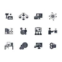 working from home icon set..Editable stroke.linear style sign for use web design,logo.Symbol illustration. vector