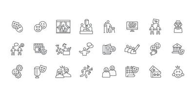 Comedy icon set..Editable stroke.linear style sign for use web design,logo.Symbol illustration. vector