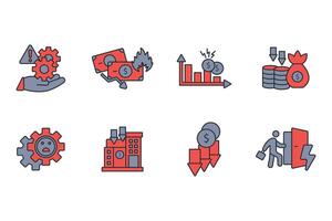 Business failure icon set..Editable stroke.linear style sign for use web design,logo.Symbol illustration. vector