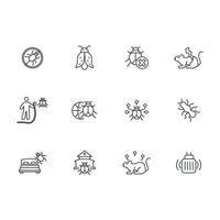 Pest control icon set..Editable stroke.linear style sign for use web design,logo.Symbol illustration. vector