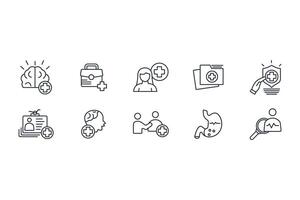Healthcare and medical icon set..Editable stroke.linear style sign for use web design,logo.Symbol illustration. vector