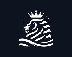 A lion head with a crown on it vector
