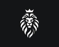 Lion head with a crown on it, on a black background vector