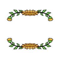 Sunflower frames with leaves and flowers that have not yet bloomed. Suitable for congratulations, invitation card or background vector