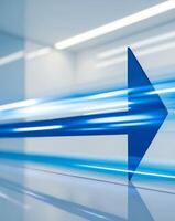 A blue arrow pointing in the direction of the future photo