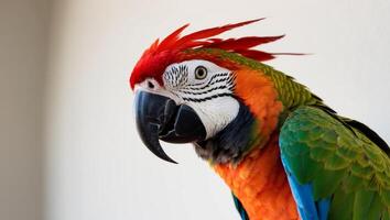 A colorful parrot with a red and green head photo