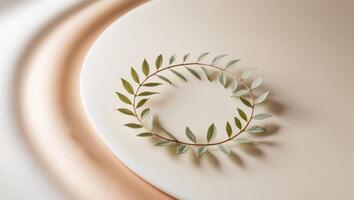 A wreath of leaves on a white background photo