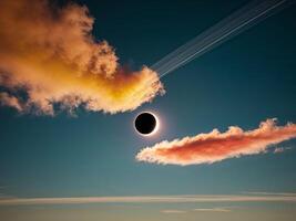 A solar eclipse is seen in the sky photo