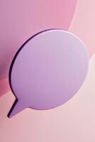 A purple speech bubble on a pink background photo