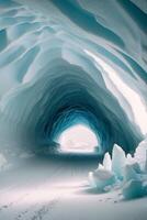 An ice cave with a road in it photo