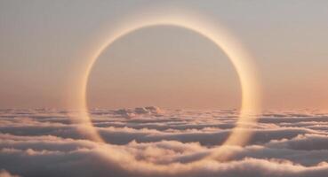 An image of a ring in the sky above clouds photo