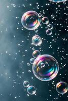 Bubbles floating in the air with stars in the background photo