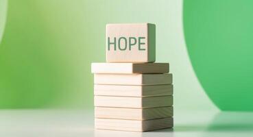 A stack of wooden blocks with the word hope photo