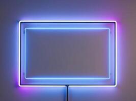 A neon square with a blue light on it photo
