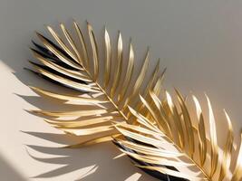 Golden palm leaves on a white background photo
