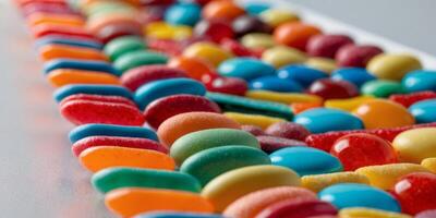 A row of colorful candy on a table photo
