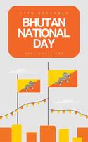 National day of Bhutan. 17th December Bhutan National day celebration story banner, post template with its flags, abstract art elements. The day recalls coronation of the first king of Bhutan in 1971. vector