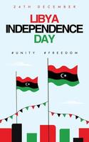 Libya Independence day. 24th December Independence day of Libya celebration vertical banner, post with its flags vector