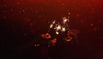 Fireworks and celebrations and parties on New Year's Day and Happy Days at night photo