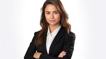 A beautiful young business woman in a suit photo