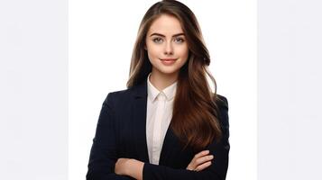 A beautiful young woman in a business suit photo