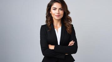 A beautiful young business woman in a suit photo