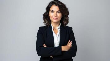 Portrait of a business woman standing with arms crossed photo