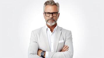 A man with glasses and a white shirt photo