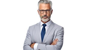 A man in a suit and tie with his arms crossed photo