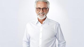 A man with glasses and a beard is smiling photo