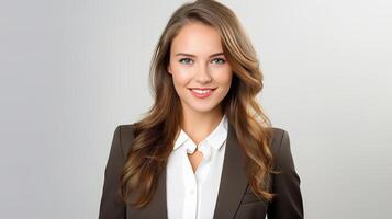 A beautiful young woman in a business suit photo