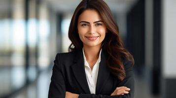 A beautiful business woman in a suit and tie photo