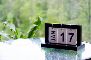 17 January calendar table with blurred nature background. With customizable space for text or ideas photo