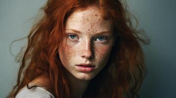 A woman with freckles on her face photo