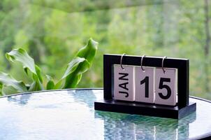 15 January calendar table with blurred nature background. With customizable space for text or ideas photo
